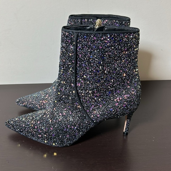 Schutz Glitter Ankle Boots Black Sequin Sparkle Leather Anthropologie Sz 6 - Picture 8 of 14